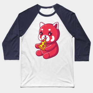 Cute red panda eating pizza Baseball T-Shirt